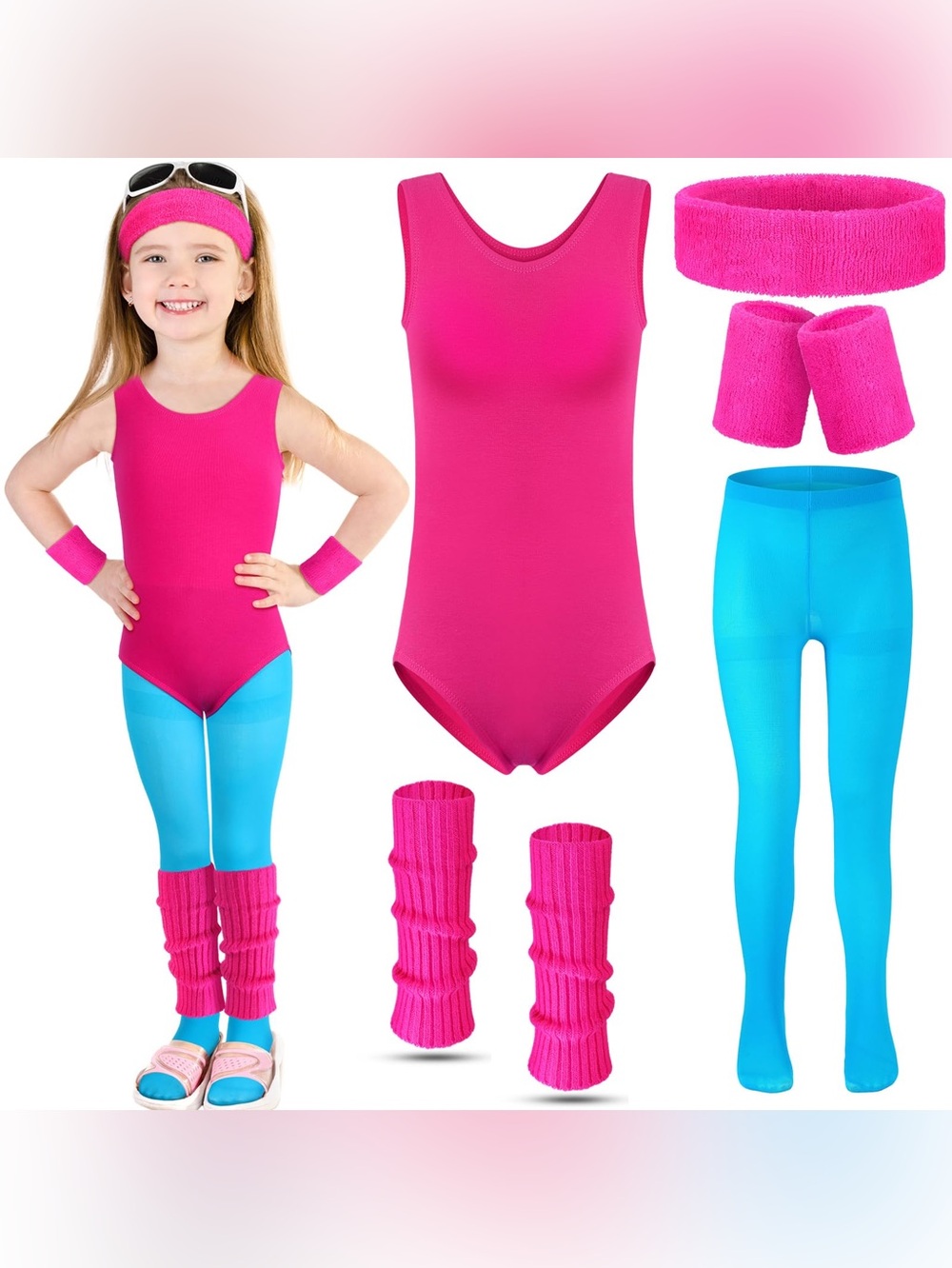 NWOT 80s Workout Costume  Outfit wLeotard Legging Headband Wristband Leg Warmers